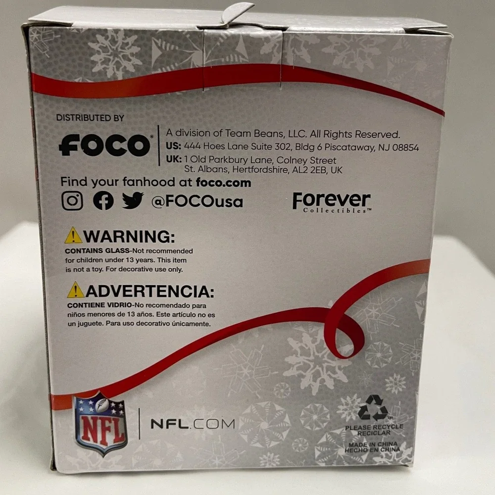 Dallas Cowboys NFL FOCO Glass Ball Christmas Ornament Navy Blue Silver 2025 1960